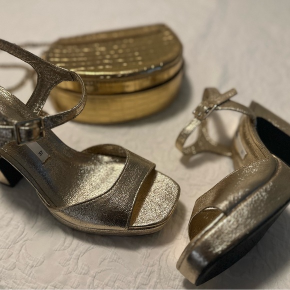 Zara gold platform heels & purse - Picture 6 of 6